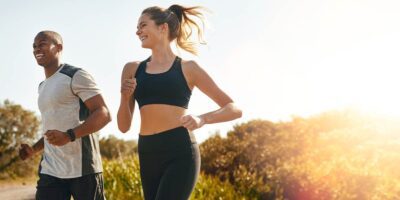 healthy people running